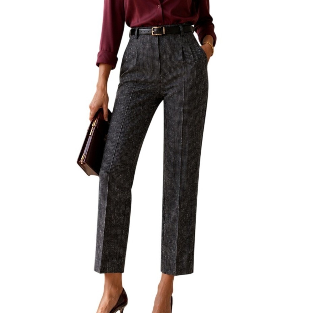 WHBM The Slim Ankle Black White Geometric Micro Dot Slim Fit Ankle Pants 10‎